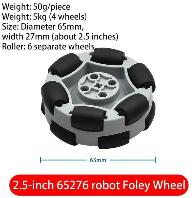 Alt view image 3 of 3 - AJMRTC 2.5 Inch 65276 Fulai Omni Wheel, Plastic Omni-Directional Robot Wheel Compatible with 50mm TT Motor & Lego Building Block, Omni Roller Wheel for Robot Chassis DIY Robotics Competition Project
