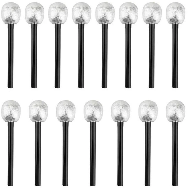 Main image of AJMRTC 15 Pack Silver Glitter Prop Microphone, Plastic Stage Mic Toy, Fake Microphone for Cosplay, Stage Play, Rock Star Costume, Karaoke Night, Birthday Theme Party Photo Booth Decorations