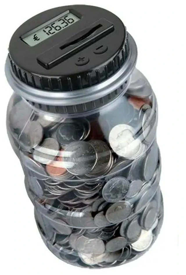 Alt view image 2 of 3 - AJMRTC 1Pcs Electronic Digital LCD Counting Piggy Bank, 1.8L Coin Money Storage Jar, Automatic Coin Counting Box, Desktop Coin Savings Container for Kids Adults, Home Coin Bank Gift