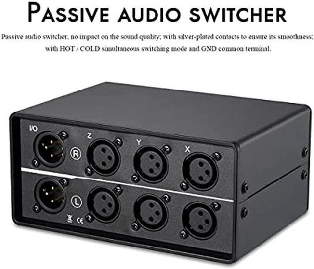 Alt view image 4 of 6 - AJMRTC 3 in 1 Out XLR Balanced Audio Switch, 3-Way Stereo Passive XLR Selector Box, Mini Audio Converter for Amplifier, Speaker, Mixer, Home Studio