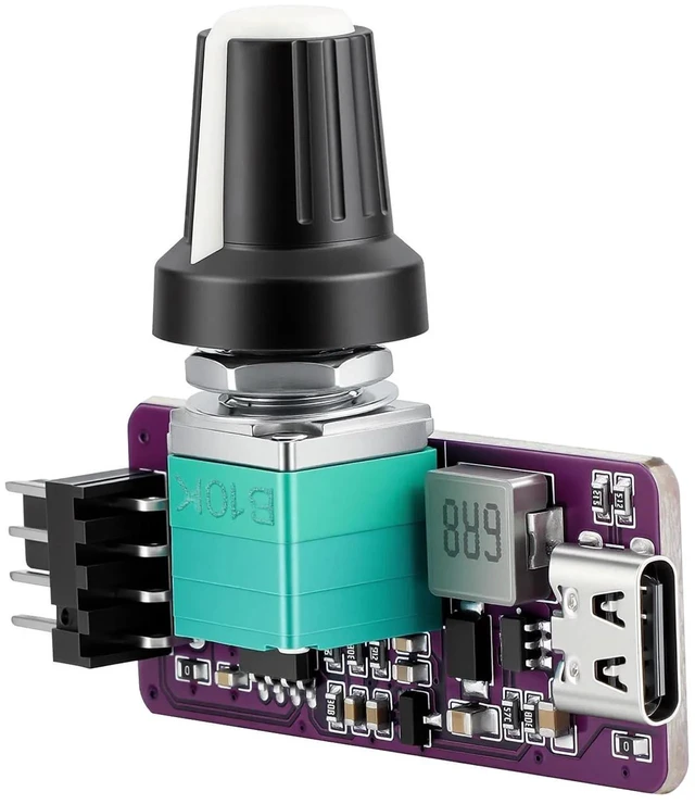 Alt view image 4 of 6 - AJMRTC USB C 5V to 12V PWM Fan Speed Controller, 4 Pin PC Cooling Fan Regulator, DC-DC Boost Converter Knob, Adjustable for Computer Case, Radiator, Laptop Cooler, DIY