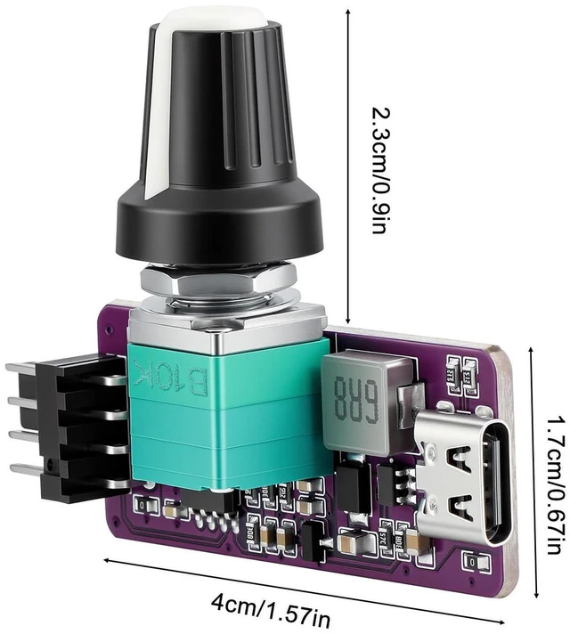 Alt view image 5 of 6 - AJMRTC USB C 5V to 12V PWM Fan Speed Controller, 4 Pin PC Cooling Fan Regulator, DC-DC Boost Converter Knob, Adjustable for Computer Case, Radiator, Laptop Cooler, DIY