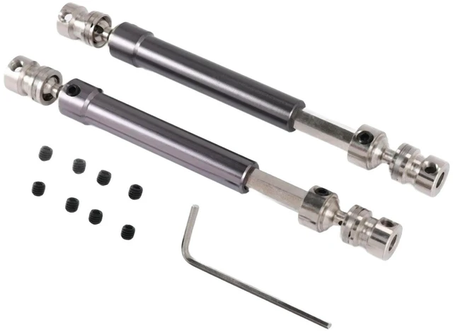 Alt view image 3 of 3 - AJMRTC 2PCS Adjustable CVD Drive Shaft 110-160mm, Metal Universal Joint Driveshaft for 1/10 RC Rock Crawler Axial SCX10 90046 Traxxas TRX4, RC Car Upgrade Replacement Parts