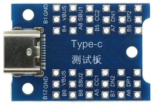 Main image of AJMRTC USB Type-C Test Charging Board, USB-C Interface Power Supply Breakout Module, DIY Power Test Board for Arduino, Electronic Prototyping & Circuit Experiment Projects