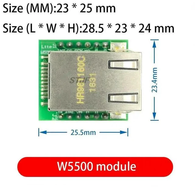 Alt view image 3 of 3 - AJMRTC USR-ES1 W5500 Ethernet Network Module, Hardware SPI to LAN TCP/IP Controller, 8 Independent Sockets, Replace W5100, Compatible with 51, STM32 Microcontroller, Embedded Network Communication