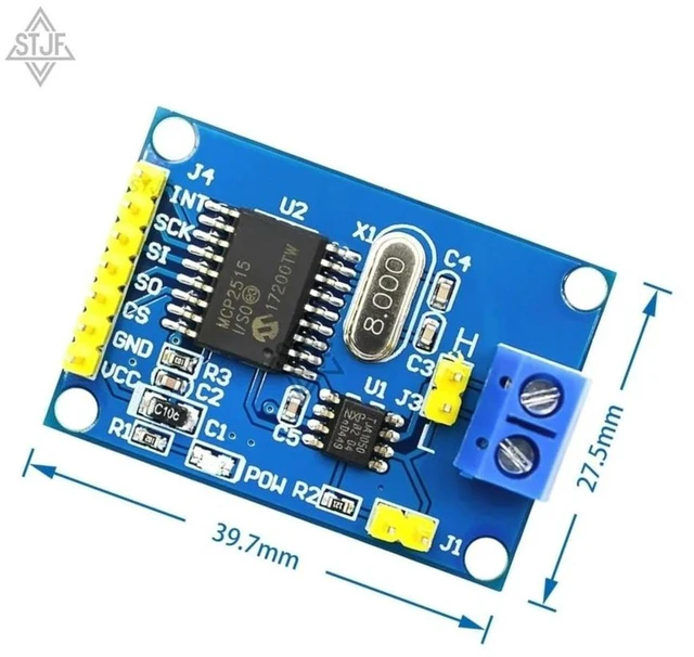 Alt view image 3 of 3 - AJMRTC MCP2515 CAN Bus Module with TJA1050 Receiver, SPI Interface CAN Controller Board, CAN Communication Module Compatible with 51 MCU, ARM Microcontroller for Automotive & Industrial Development