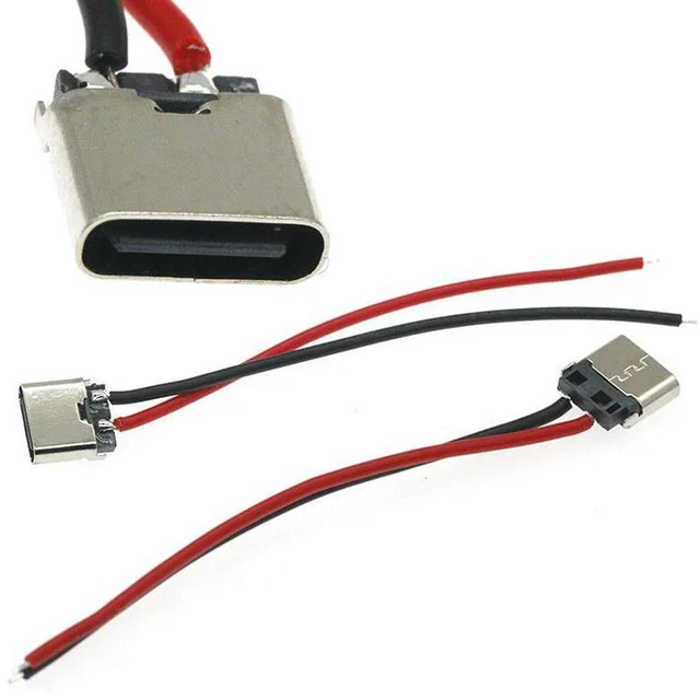 Main image of AJMRTC 5PCS Type-C USB 2Pin Female Connector with Welding Wire, 180 Degree H6.5 Charging Socket, Type C Jack Port Replacement for Mobile Phone Charging Port Repair