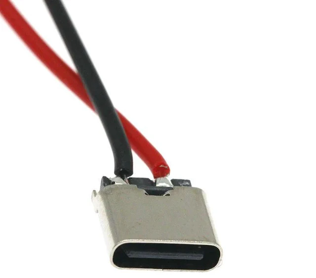 Alt view image 3 of 3 - AJMRTC 5PCS Type-C USB 2Pin Female Connector with Welding Wire, 180 Degree H6.5 Charging Socket, Type C Jack Port Replacement for Mobile Phone Charging Port Repair