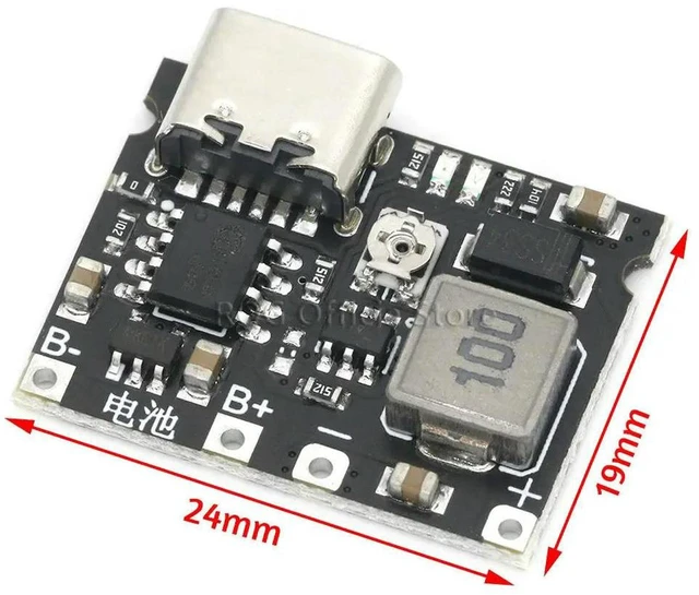 Alt view image 2 of 3 - AJMRTC Type-C USB 2A Lithium Li-ion Battery Charger Board, DC-DC Step Up Boost Module, 3.7V Charge to 4.2V Fast Charging Power Boost Module for 3.7V Lithium Battery DIY Power Bank Project