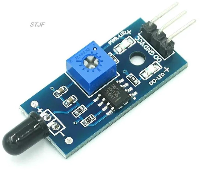 Main image of AJMRTC LM393 3 Pin IR Flame Detection Sensor Module, Infrared Fire Detector Receiver Module for Arduino Raspberry Pi STM32, DIY Electronic Kit Fire Alarm Security Monitoring Project