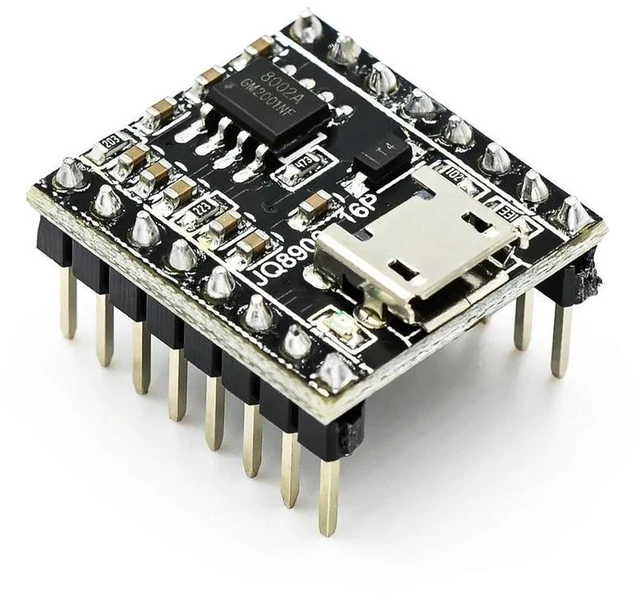 Alt view image 2 of 3 - AJMRTC JQ8900-16P Intelligent Voice Broadcast Module, Custom Music MP3 Player Board, USB UART Serial Port Control Audio Module, Supports TF Card SPI Flash for Arduino ESP32 STM32 Embedded DIY Projects