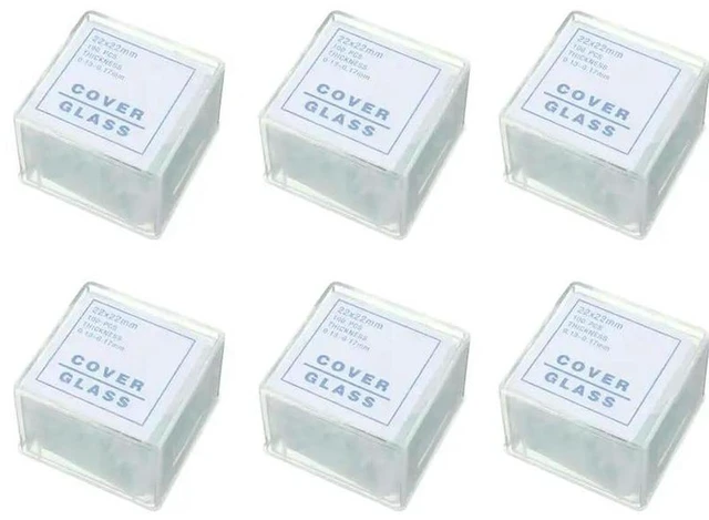 Main image of AJMRTC 600Pcs 22x22mm Microscope Coverslips Square Pre-Cleaned Transparent Cover Glass Slips, Universal Compound Microscope Cover Slides for Lab Biological Specimen, School Science Education Sample