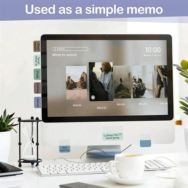 Main image of AJMRTC Multicolor Sticky Index Tabs, Transparent Writable Self-Adhesive Book Page Markers, Repositionable File Tabs for Notebooks, Documents, Reading Classification & Indexing