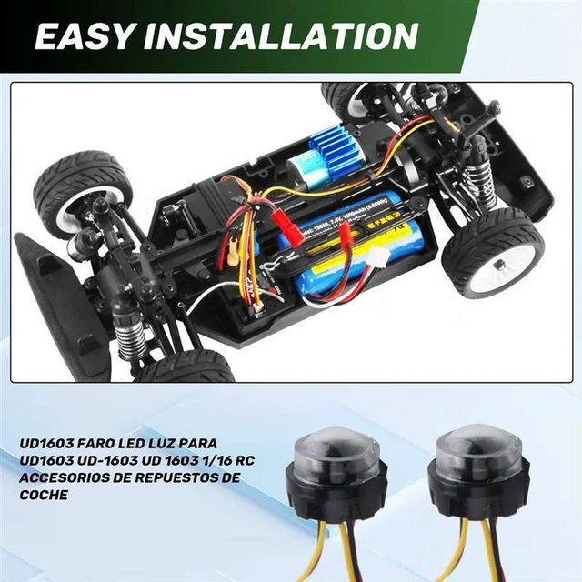 Alt view image 2 of 3 - AJMRTC UD1603 LED Headlight Light, RC Car Replacement LED Lamp Spare Parts, Fits UDIRC UD1603 UD-1603 UD 1603 1/16 Scale RC Rally Car, RC Hobby Upgrade Accessories