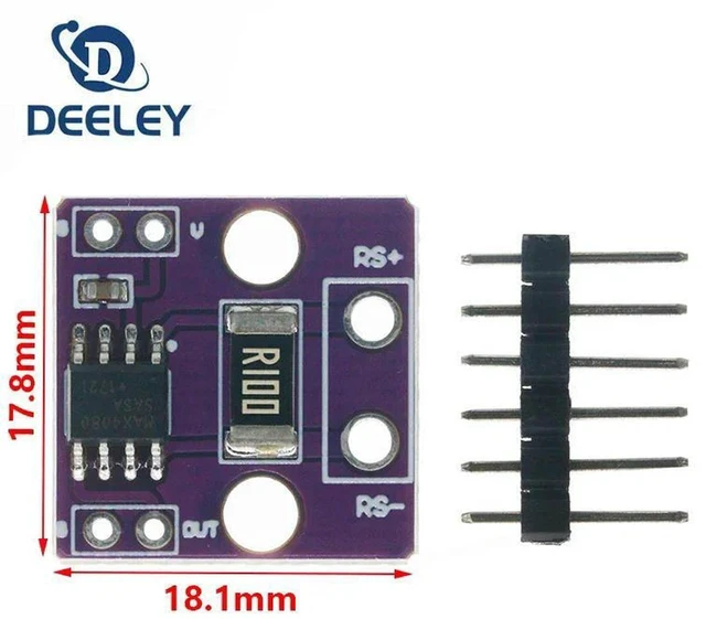 Main image of AJMRTC MAX4080SASA Current Sense Amplifier Module, High Precision Current Detector Board, MAX4080 Current Measuring Module, 4.5V, 190uA for Electronic Testing & DIY Projects