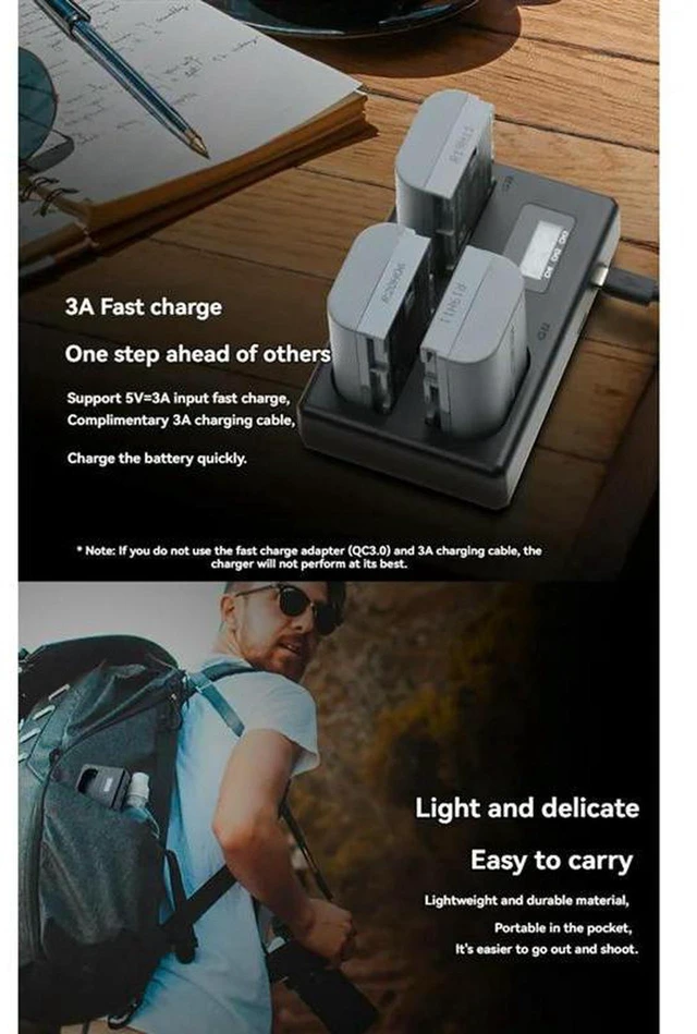 Main image of AJMRTC LP-E6 LP-E6N Triple Slot Battery Charger, 3-Slot Camera Battery Charger for Canon EOS 5D Mark II III IV, 5D SR, 60D, 60Da, 6D, 70D, 7D, R5, R6 Cameras