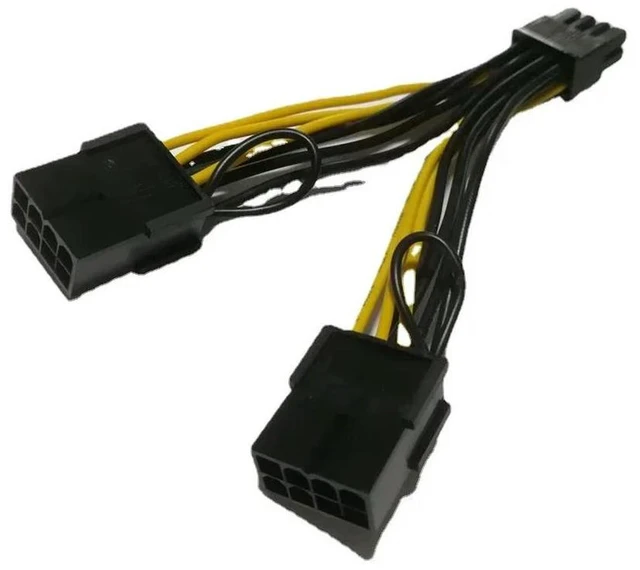 Alt view image 2 of 3 - AJMRTC PCIe GPU 8Pin Male to Dual 2-Port Female Power Cable, 18AWG Heavy Gauge Wire, PCI-E Graphics Card Power Cord Compatible with Tesla K80 M40 M60 P40 P100 GPU Mining & Server Graphics Cards