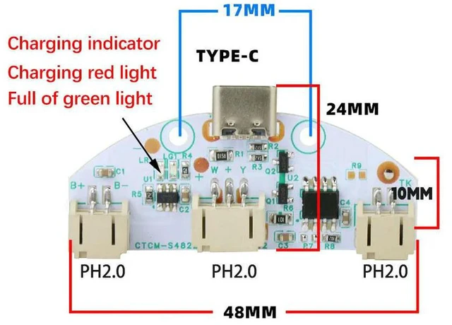Alt view image 3 of 3 - AJMRTC Touch Stepless Dimming Control Board, 5V Two-Color LED Lamp Driver Charging Module, Beech Night Light LED Circuit Board, Monochrome LED Lamp Board for DIY Wooden Night Light Handmade Lamp Makin