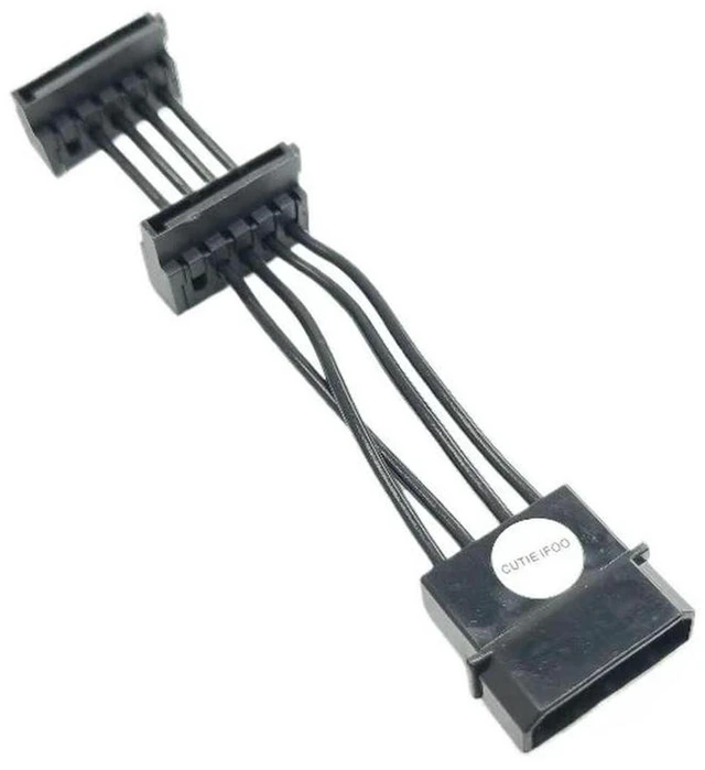 Main image of AJMRTC 4Pin IDE Molex to 2-Port 15Pin SATA Power Short Cable, 18AWG Wire, Molex to Dual SATA HDD SSD Power Adapter Cord for PC DIY Internal Storage Power Connection