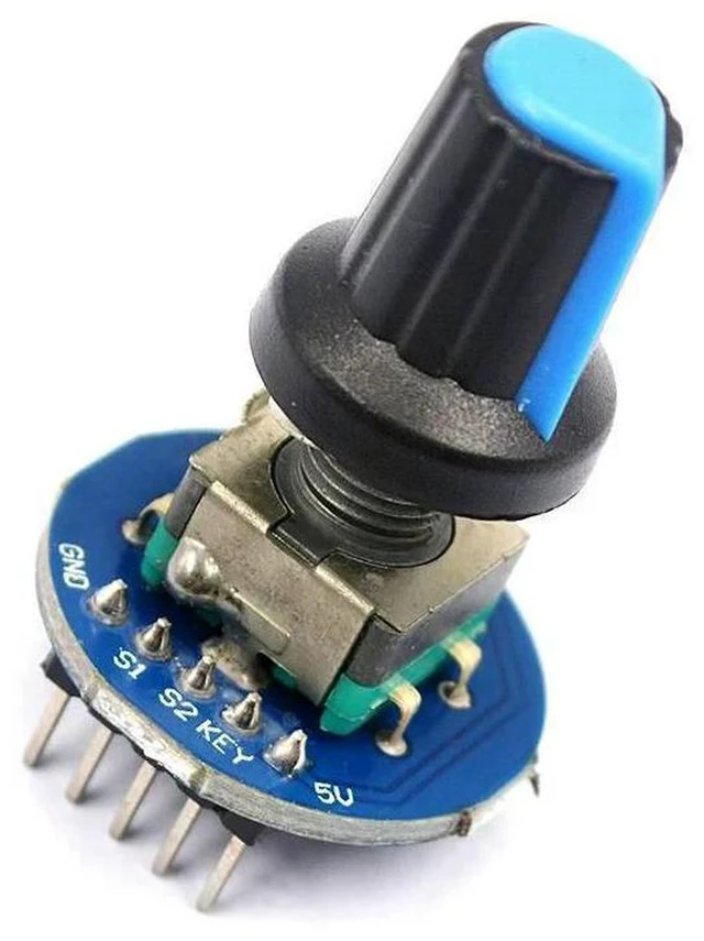 Alt view image 2 of 3 - AJMRTC EC11 Rotary Encoder Module with Knob Cap, 360° Infinite Rotation Digital Potentiometer Push Button Switch, Brick Sensor Development Board for Arduino, Audio Volume Control, DIY Electronic Proje