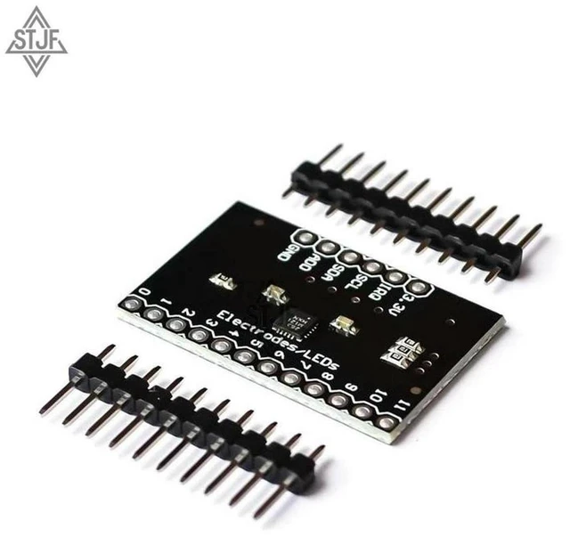 Main image of AJMRTC MPR121-Breakout-v12 Capacitive Touch Sensor Controller Board, 12-Channel Proximity Touch Keyboard Module, I2C Breakout for Raspberry Pi, Arduino, Interactive Touch & Proximity Detection DIY