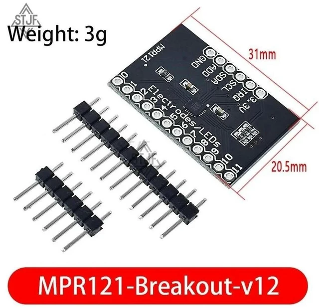 Alt view image 2 of 3 - AJMRTC MPR121-Breakout-v12 Capacitive Touch Sensor Controller Board, 12-Channel Proximity Touch Keyboard Module, I2C Breakout for Raspberry Pi, Arduino, Interactive Touch & Proximity Detection DIY