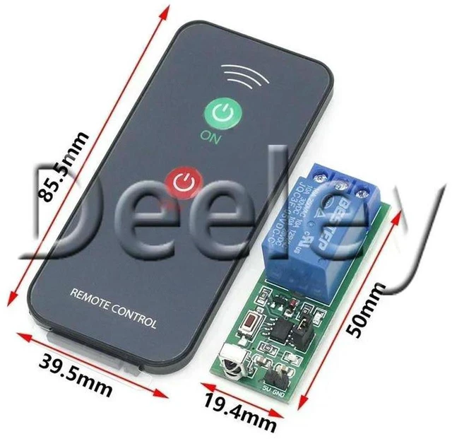 Main image of AJMRTC 5V 1 Channel IR Infrared Receiver Relay Driver Module Board with Active Remote Controller, Wireless ON OFF Switch for Arduino Raspberry Pi Home Automation DIY Electronic Projects