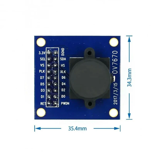 Alt view image 3 of 3 - AJMRTC OV7670 CMOS Camera Module, 0.3MP VGA 640×480 Active Array, Supports VGA CIF, Auto Exposure Control, SCCB I2C Interface Image Sensor Board for STM32 Arduino Microcontroller DIY Vision Projects