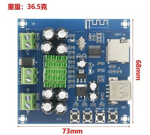 Alt view image 3 of 3 - AJMRTC XH-M422 C3-001 TPA3116D2 Bluetooth 4.0 Amplifier Board, DC12-24V 50W+50W Dual Channel Stereo Audio Amp Module, Bluetooth USB U Disk TF Card Music Player for Speaker DIY Home Audio Projects