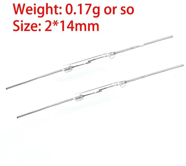Alt view image 2 of 3 - AJMRTC 10Pcs Normally Open Reed Switch, 2×14mm N/O Magnetic Induction Contact Sensor, 2X14MM Normally Open Magnetic Switch for Door Window Alarm, Sensor Detection, Electronic Circuit DIY Project