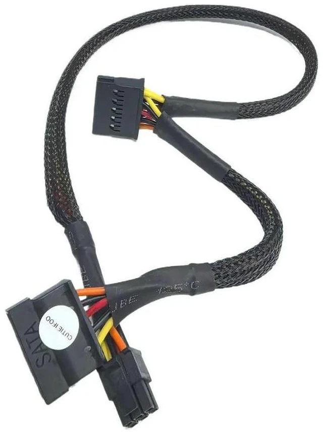 Main image of AJMRTC Small 6Pin to 2X 15Pin SATA Power Cable 50cm, 6 Pin to Dual 15 Pin SATA Splitter Power Cord for 3250 3268 3650 3653 3660 3667 3668 PC, HDD SSD Hard Disk Drive Power Supply Wire