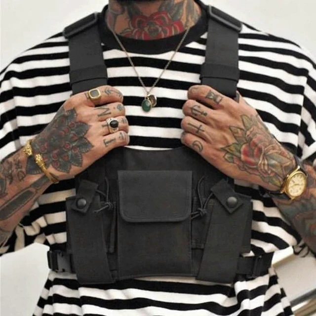 Alt view image 3 of 3 - AJMRTC 3 Pocket Radio Chest Harness Pack, Walkie Talkie Front Carry Vest Pouch with Zipper, Adjustable Chest Bag Holder Compatible with Baofeng Kenwood Two Way Radio, Outdoor Hunting Camping Radio