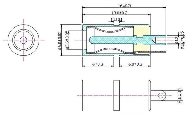 Alt view image 3 of 3 - AJMRTC DC083 DC Power Jack Socket with Grounding Pin, All Copper 3.5*1.35mm DC Charging Socket Base, DC-083 Female Connector, PCB Mount DC Power Port for Electronic Device Power Supply Replacement