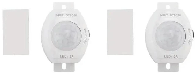 Main image of AJMRTC 2 Pack PIR Infrared Motion Sensor Module, DC5-24V Auto On Off Timer Switch, Human Body Motion Detector for LED Light, White PIR Sensor Lamp Control Module, Home Lighting Automation