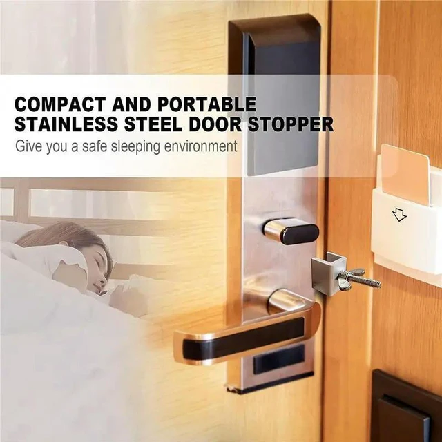 Alt view image 2 of 3 - AJMRTC Upgraded Heavy Duty Door Lock, Adjustable Travel Door Security Locker, Portable Door Stop Lock for Extra Home Hotel Apartment Safety, Anti-Burst Door Security Device for Travel & Indoor Use