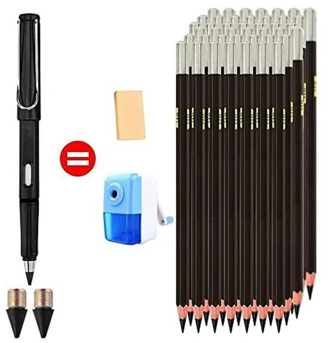 Alt view image 2 of 3 - AJMRTC 28 Pcs Inkless Pencil Replacement Nibs, Everlasting Pencil Tips, Metal Writing Tips Refills for Reusable Eternal Inkless Pencil, No Ink Replacement Tips for Student Drawing Writing