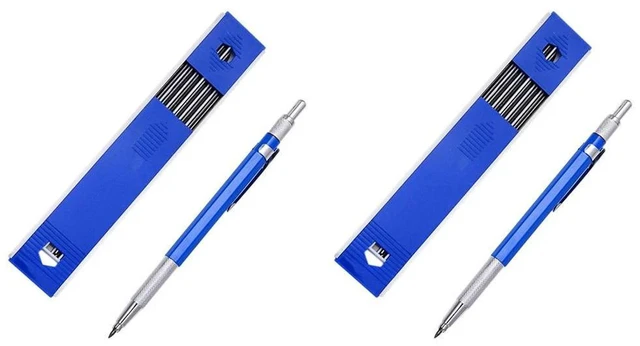 Alt view image 3 of 3 - AJMRTC 2Pcs 2.0mm Mechanical Pencils with 24Pcs Lead Refills, Blue 2.0 mm Lead Holder Pencil for Draft Drawing, Carpenter Marking, Crafting, Art Sketching, Engineering Drafts
