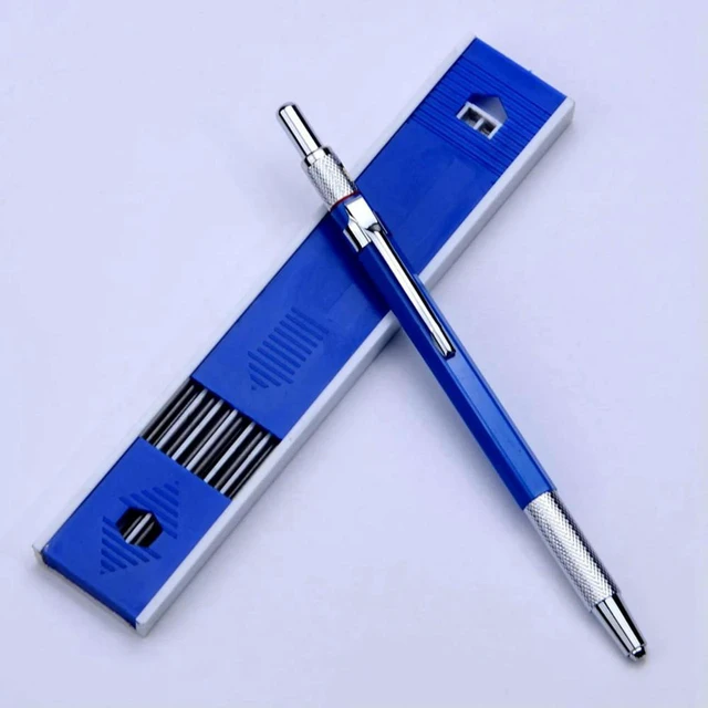 Alt view image 2 of 3 - AJMRTC 2Pcs 2.0mm Mechanical Pencils with 24Pcs Lead Refills, Blue 2.0 mm Lead Holder Pencil for Draft Drawing, Carpenter Marking, Crafting, Art Sketching, Engineering Drafts