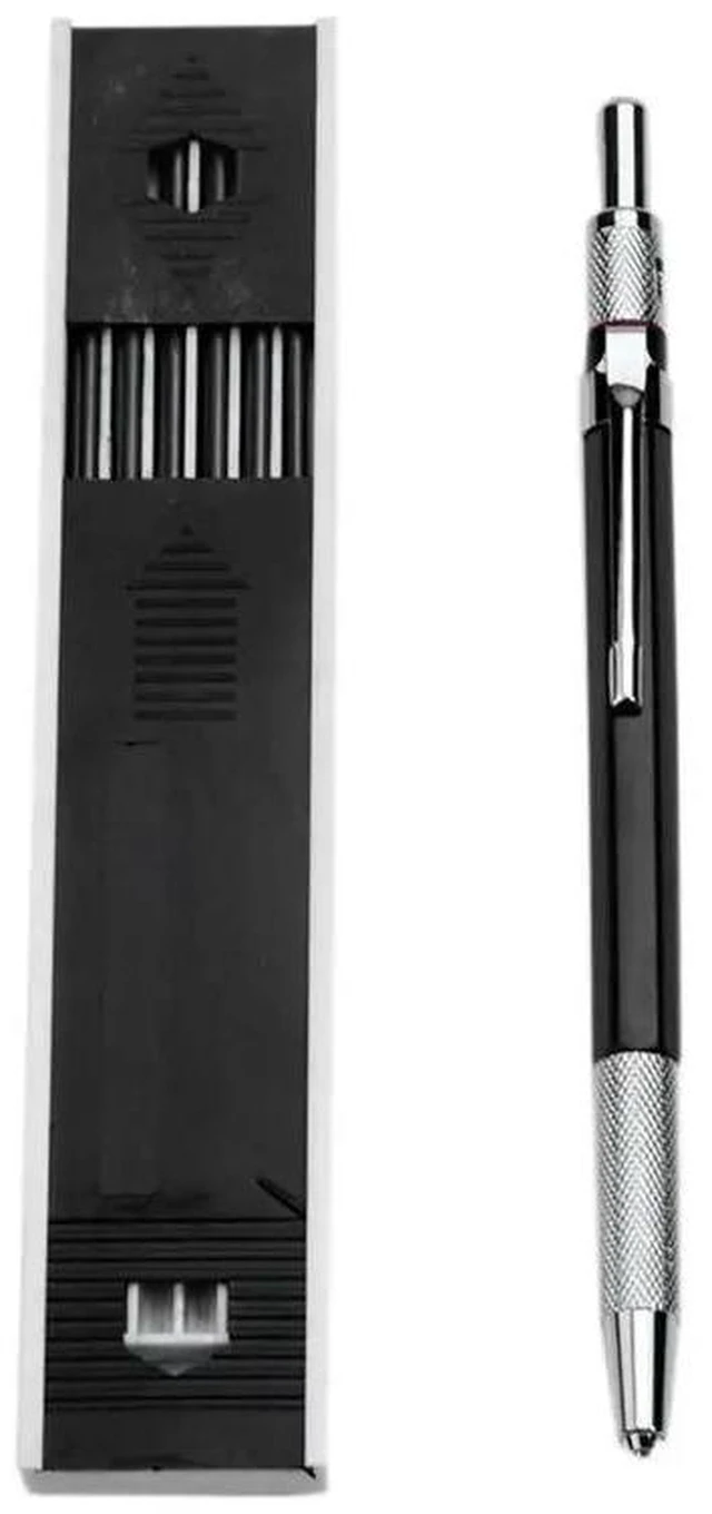 Alt view image 2 of 3 - AJMRTC 2Pcs 2.0mm Mechanical Pencils with 24Pcs Black Lead Refills, Draft Drawing Carpenter Crafting Art Sketching Lead Holder, Heavy Duty Mechanical Pencil Set for Architecture Engineering Drafts