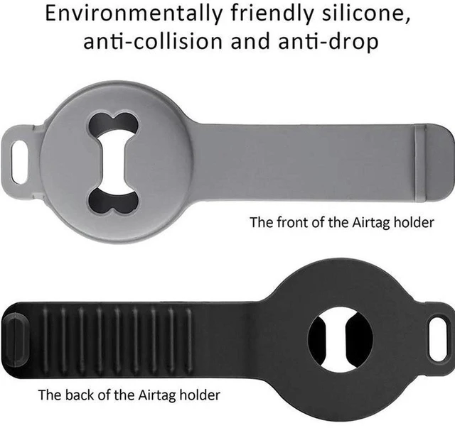 Main image of AJMRTC 4Pcs Bone Shape Airtag Holder, Silicone Pet Protective Case for Airtag, Anti-Scratch Tracker Cover for Dog Cat Collar, Pet GPS Tracker Sleeve, Black & Grey 2 Colors
