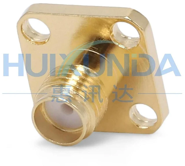 Alt view image 3 of 3 - AJMRTC SMA-KFB1 SMA Female Connector, 4-Hole Flange Panel Mount Soldering Type, RF Coaxial Adapter for 670-047 Semi-Steel Semi-Flexible-1 Cable, SMA Flange Jack Connector