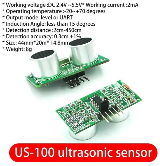 Alt view image 2 of 3 - AJMRTC US-100 Ultrasonic Ranging Sensor Module with Temperature Compensation, DC 2.4V~5.5V Distance Measuring Detector, Dual Mode Serial Port & GPIO Output for Arduino Raspberry Pi DIY Projects