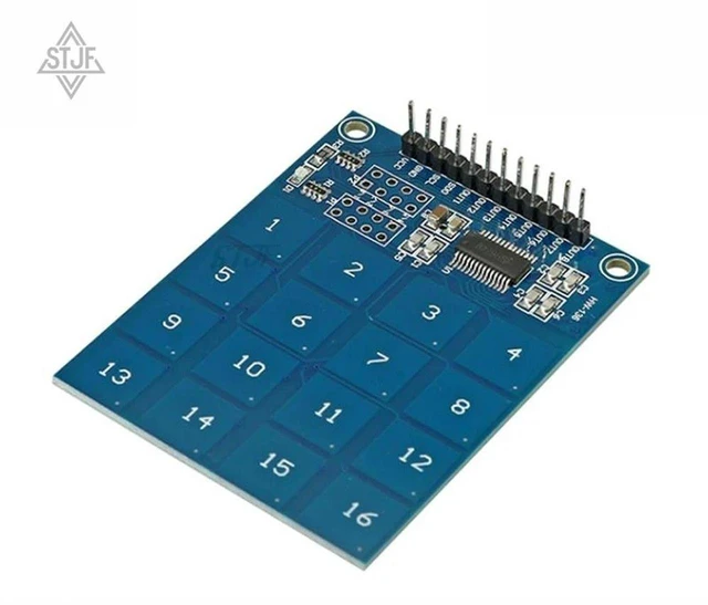 Main image of AJMRTC TTP229 16 Channel Capacitive Touch Sensor Module, 16-Way Digital Touch Switch Board, Non-contact Touch Detector, I2C Interface for Arduino Raspberry Pi Smart Home DIY Electronic Projects