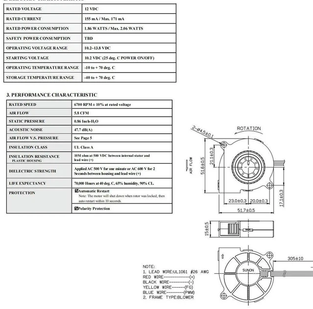 Alt view image 3 of 3 - AJMRTC 5015 3D Printer Blower Fan 50x50x15mm DC12V 2.06W 4-Wire PWM Dual Ball Bearing Cooling Fan, Replacement EF50151BX-1L02C-S99 Radial Fan for 3D Printer Hotend Extruder Cooling