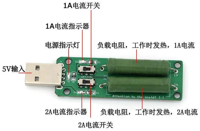 Alt view image 3 of 3 - AJMRTC USB Electronic Load Tester, 3 Adjustable Current Modes 5V Dummy Load Resistor with Switch, Portable USB Discharge Load Resistor for Testing Power Bank, USB Charger, Cable Output Performance