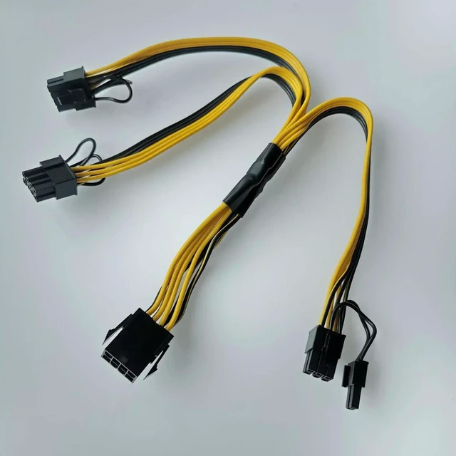 Alt view image 2 of 3 - AJMRTC CPU 8Pin to 3-Port 8P(6+2Pin) PCIe GPU Power Cable, Mainboard Host Case CPU 8 Pin to PCI Express Graphics Card Power Splitter Cord, 16AWG+18AWG Wire for Video Card Power Supply