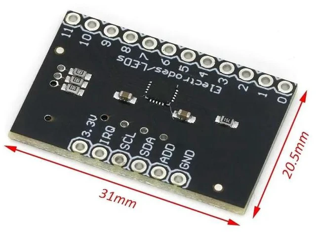 Alt view image 3 of 3 - AJMRTC MPR121 Breakout V12 Capacitive Touch Sensor Controller Module, I2C Interface 12-Channel Touch Keyboard Detector Board for Arduino Raspberry Pi DIY Touch Keypad Projects