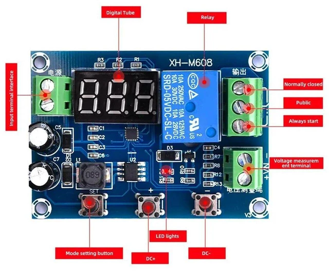 Main image of AJMRTC XH-M608 Load Discharge Module DC 6-40V, Integrated Digital Voltmeter, Timing Discharge Control Board, Undervoltage & Overvoltage Protection, Battery Discharger for Power Bank and Battery Test