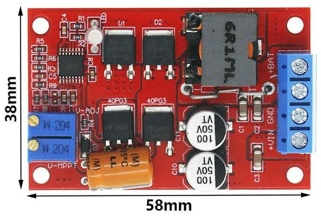 Alt view image 3 of 3 - AJMRTC 5A MPPT Solar Charge Controller Board, Solar Panel Regulator Charging Control Module, Auto Identify 9V 12V 24V, MPPT Solar Charging Control Panel for Lithium Battery Solar Power DIY Off-grid