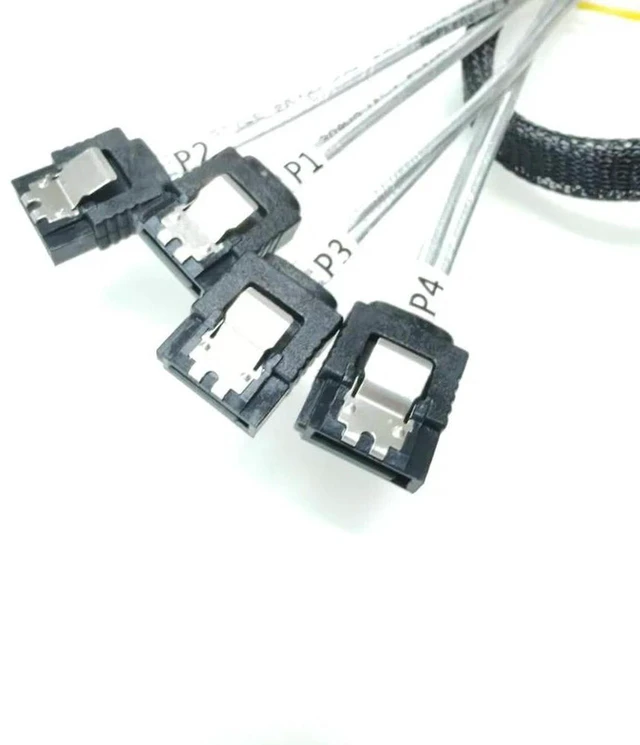 Alt view image 3 of 3 - AJMRTC 90 Degree Right Angle 36P SFF-8643 Mini SAS to 4 SATA Cable, 12Gb/s HD Mini SAS to 4xSATA Server Hard Drive Data Transmission Line, Internal 50CM for Server HDD Storage Connection